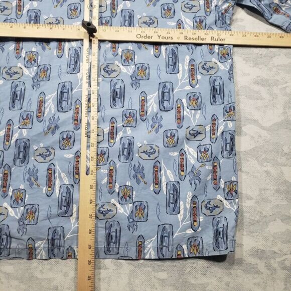 Ocean Pacific Sport Hawaiian‎ Shirt Mens Medium Blue Short Sleeve Button Aloha - Picture 7 of 10